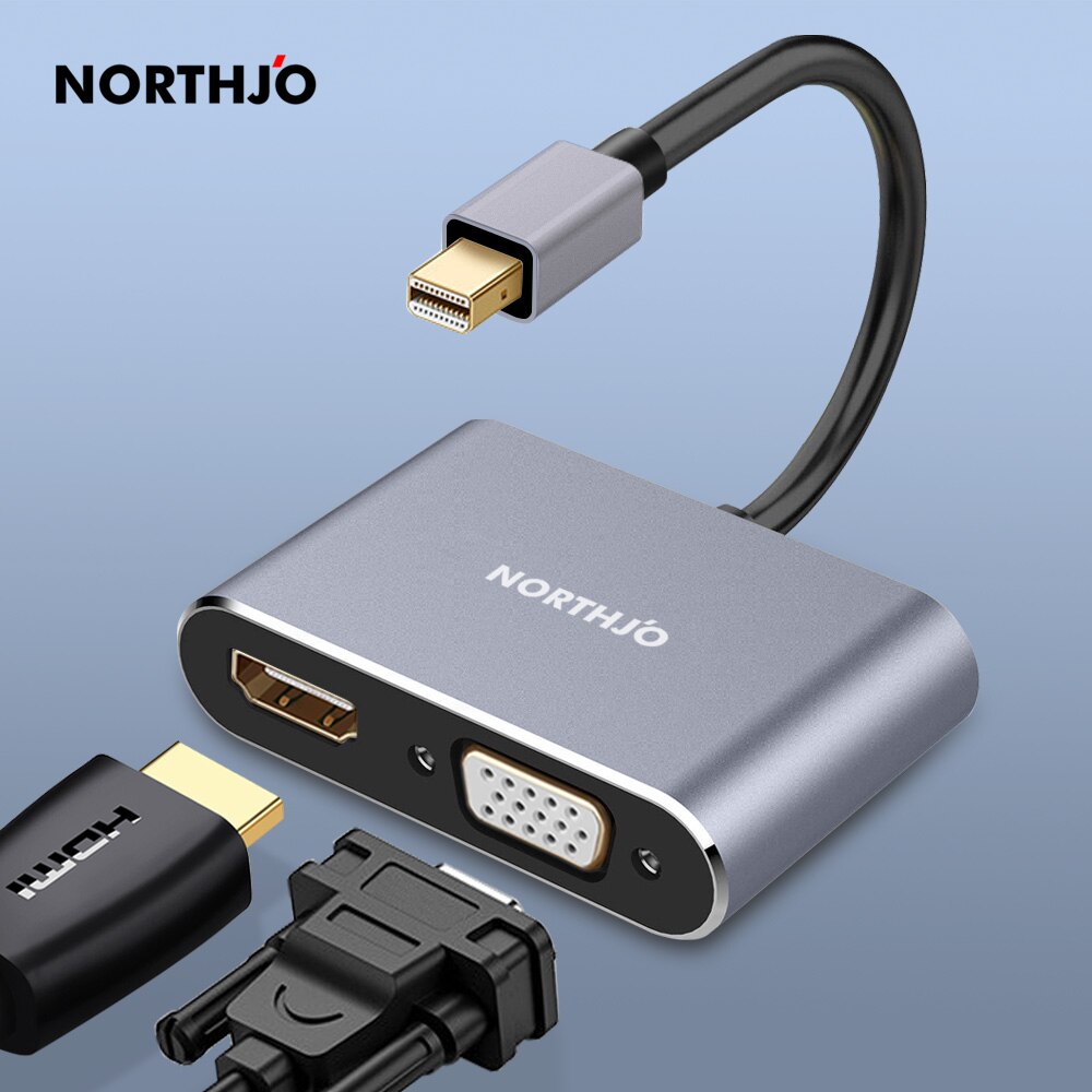 Northjo Mini Displayport Naar Hdmi Vga Adapter Minidp Converter 4K Thunderbolt 2.0 Voor Macbook Pro Air Imac Oppervlak Laptop 2 Boek