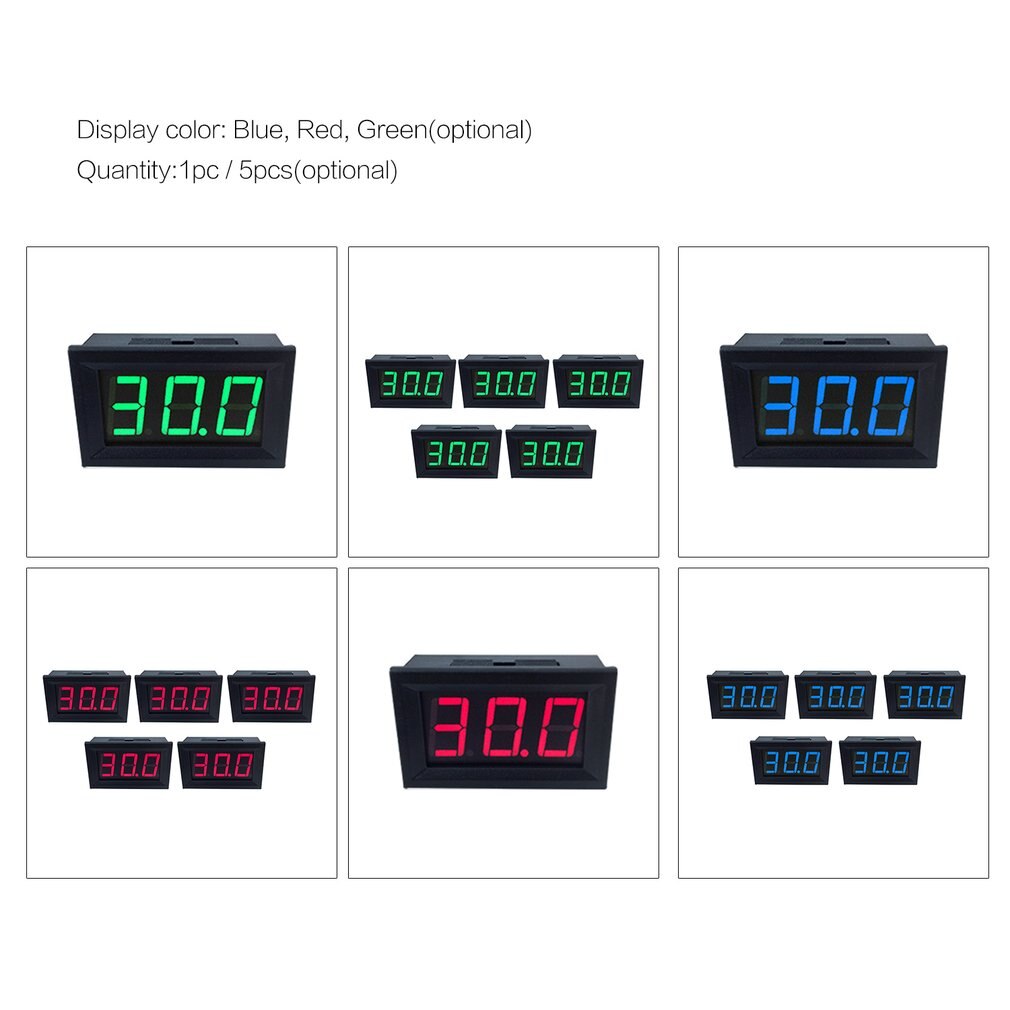 5PCS 0.56 inch 2 Wire Mini LED Display Digital Voltmeter DC2.5V-40V Panel Voltage Meter Tester Reverse connection protection