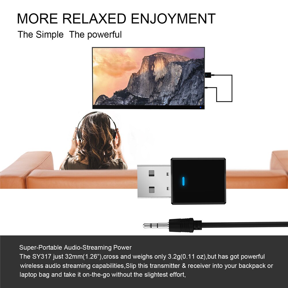 Kebidu-receptor de Audio con Bluetooth 5,0, transmisor Mini estéreo con Bluetooth, AUX, RCA, conector USB de 3,5mm para TV, PC, Kit de coche, adaptador inalámbrico