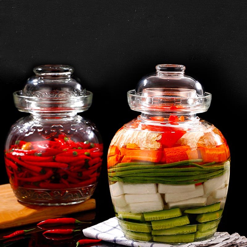 1500/2500 ml Thicken Glass Pickle Jar Home Pickling Pickles Container Kitchen Accessories Kimchi Jars Pickled Storage Tank