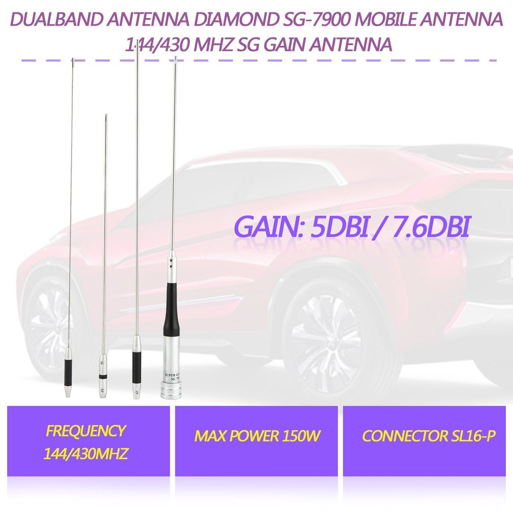 DualBand Antenna Diamond SG-7900 Mobile Antenna 144 / 430 MHz SG - High dBi Gain Antenna Signal Strong Car Radio Antenna base