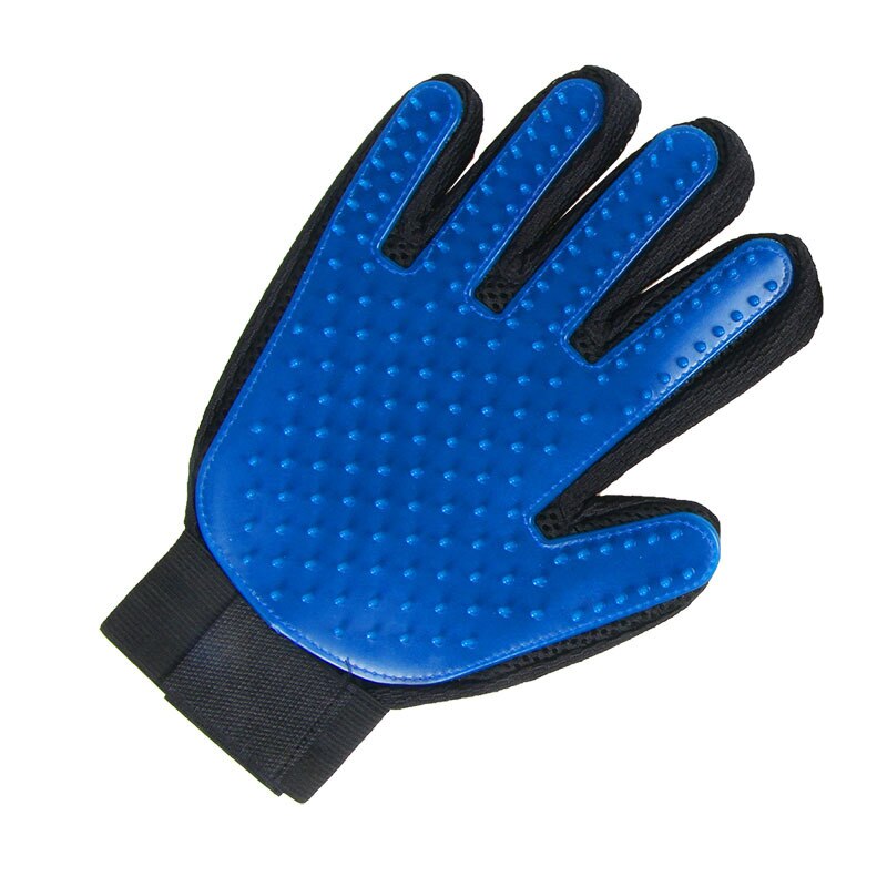 Gant de toilettage pour chats TPR, épilateur de poils pour chiens, brosse de nettoyage des poils d&#39;animaux, Massage, gants de peigne pour chats: Right hand blue