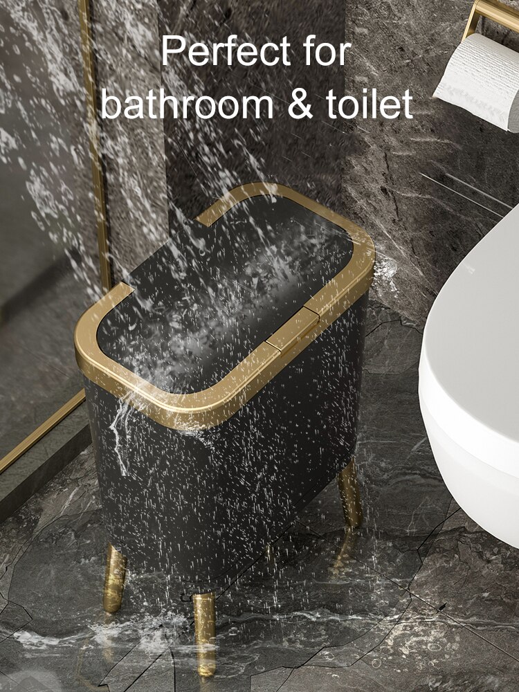 Poubelle de luxe dorée pour cuisine, poubelle créative de grande hauteur pour salle de bains