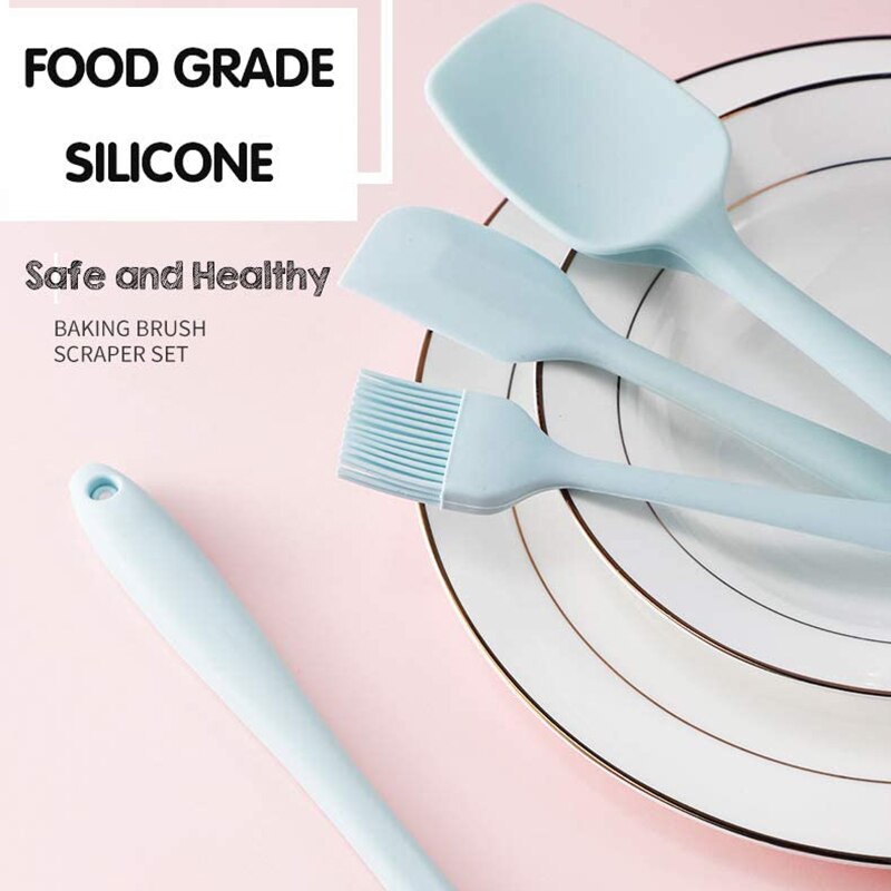 Espátula de silicona para juego de utensilios de cocina, 4 espátulas flexibles resistentes al calor para cocinar y hornear