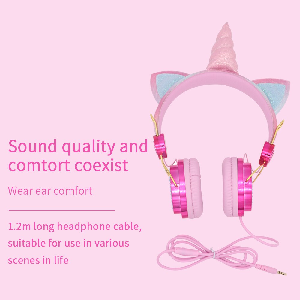 Leuke Eenhoorn Headsets Met Microfoon Oortelefoon Voor Jongens Kids Dochter Hoofdtelefoon Voor Laptop Mobiele Telefoons Pc MP3 Tablet Headsets