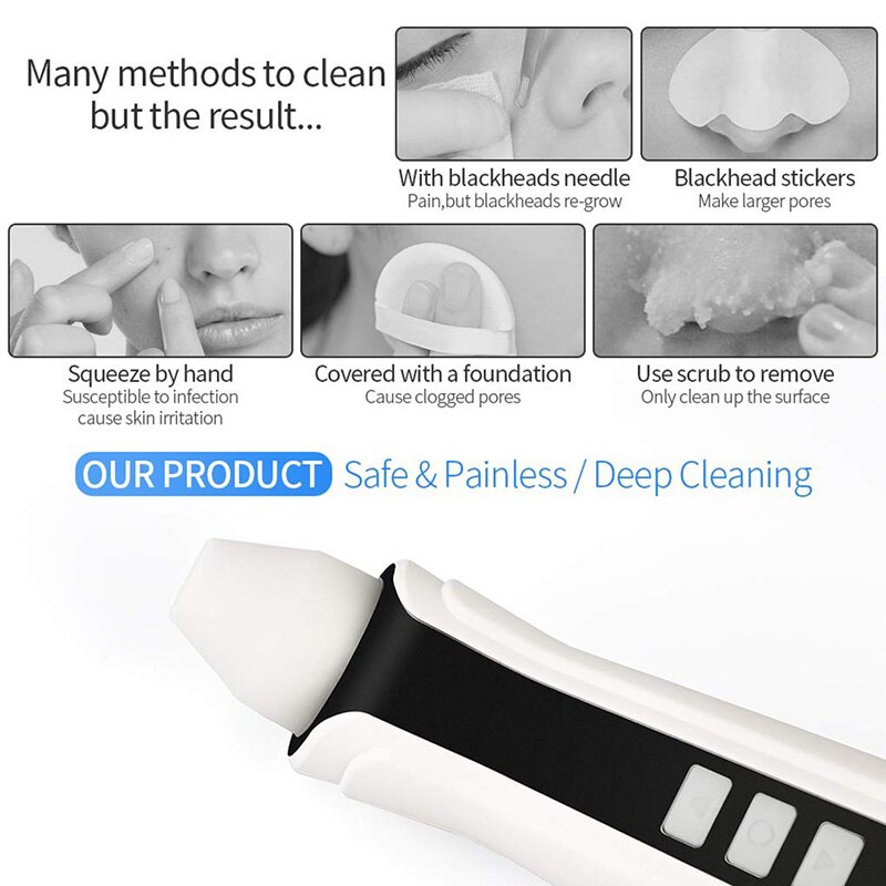 Nettoyeur de points noirs visuel USB Rechargeable Pores du visage nettoyeur de tête noire aspirateur 500X WiFi Microscope caméra 3 tête d'aspiration