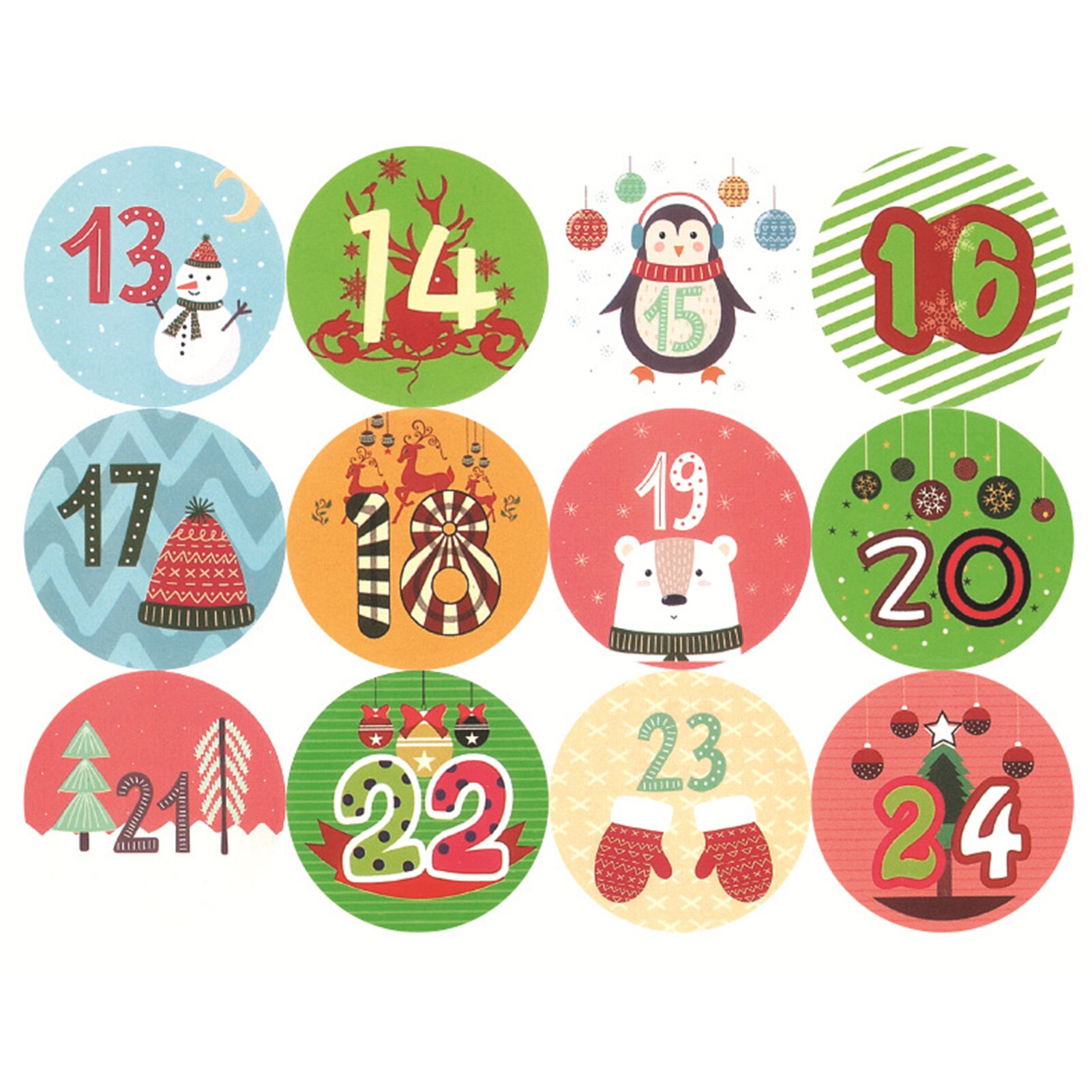 10 stuks 24 dagen aftelkalender kerst voor thuis, kantoor en feestdecoratie