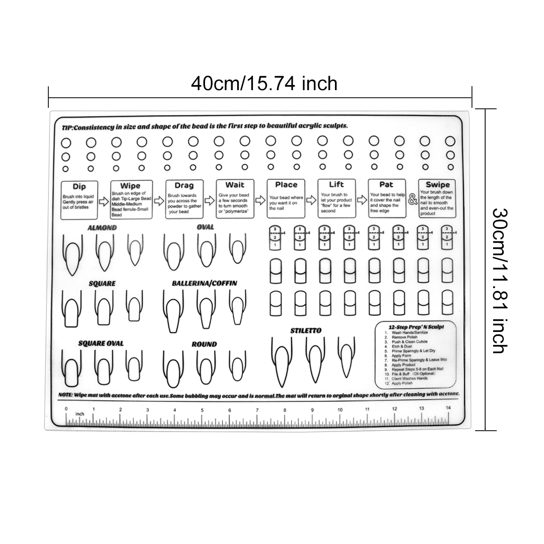 Silicone Nail 3D Nail Art Display Training Practice Sheets Art Lines Practice UV Acrylic Nails Template Learning Sticker: 1pcs