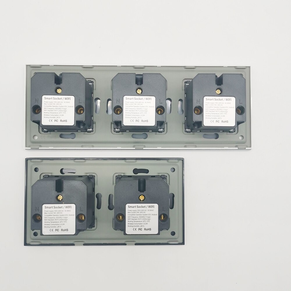 Wifi smart eu vægstik 16a krystalglas el-stik stikkontakt plade panel switch fjernbetjening arbejde med tuya alexa google home