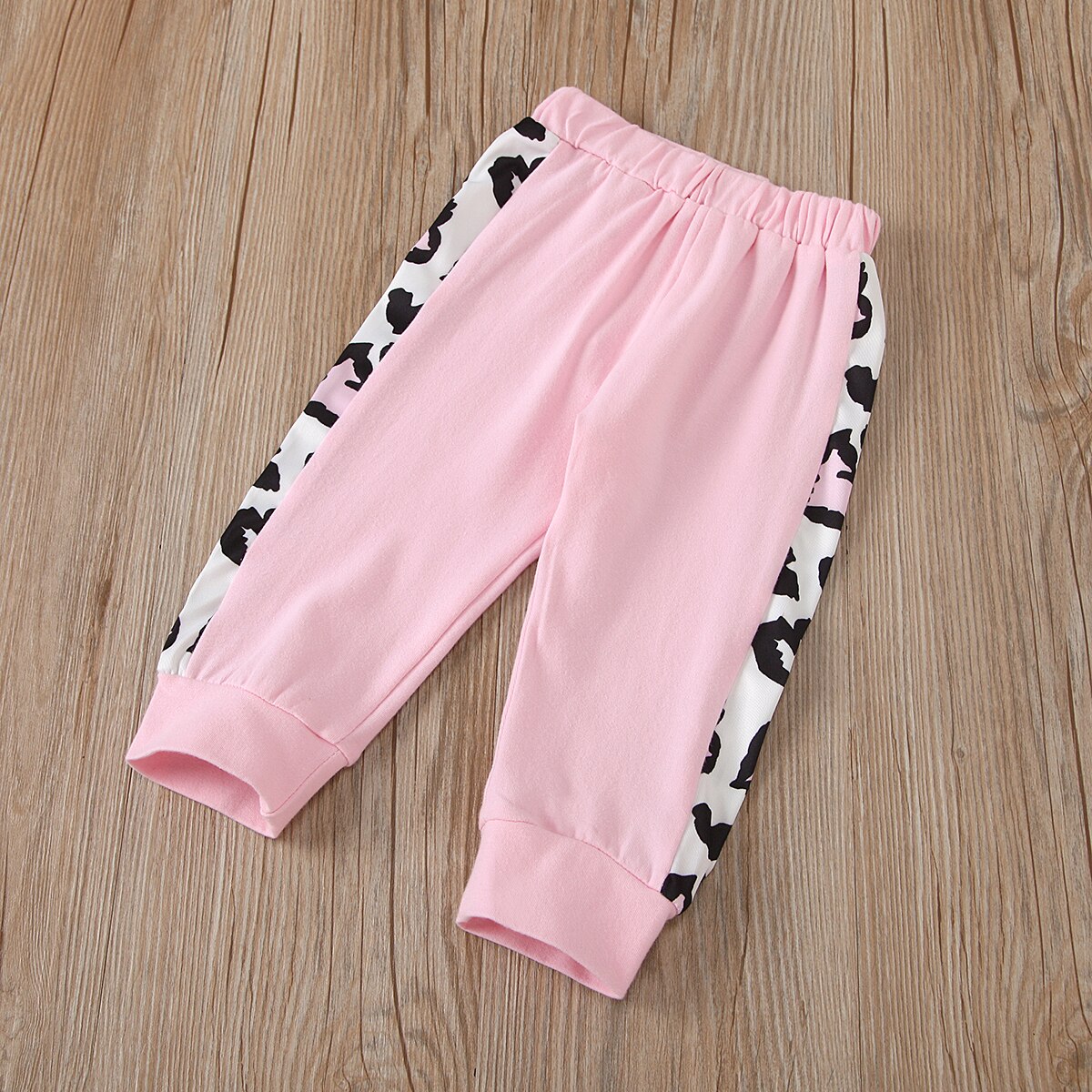 girls leopard print hoodie + stitching pants suit