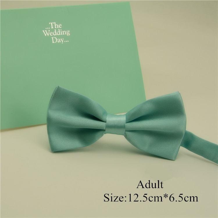 Nœud papillon pour hommes et enfants, couleur unie vert menthe, cravate de mouchoir ajustable, bleu vert, poche carrée