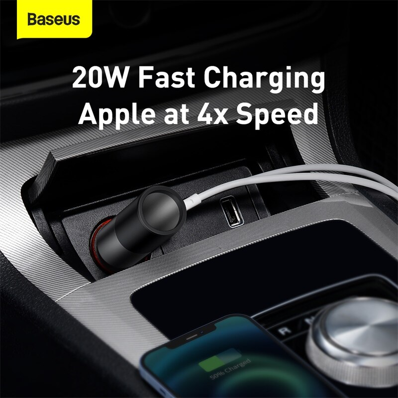 Baseus 120W Auto Ladung Schnell Ladegerät mit Zigarette Leichter Telefon ladegerät Arbeit mit Auto von 12V zu 24V Für IPhone Huawei Samsung