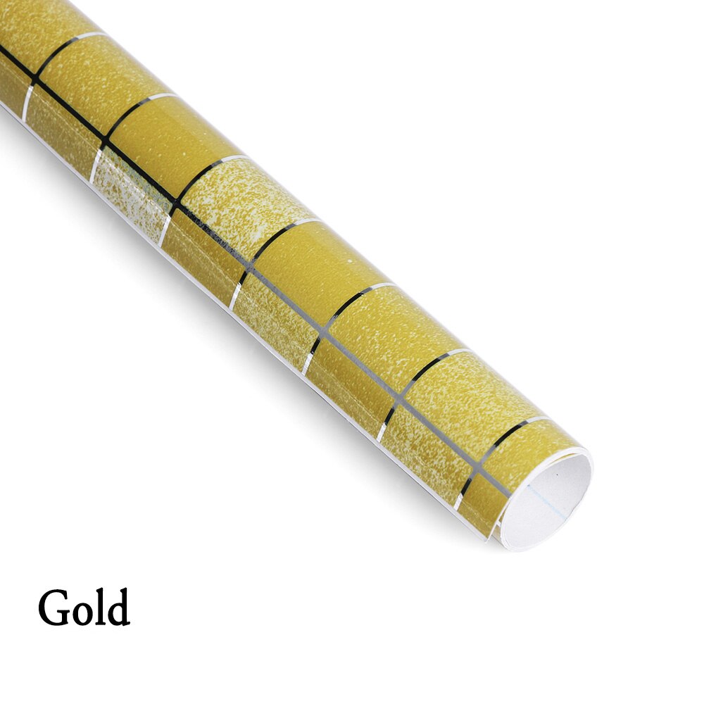 Aluminiumsfolie selvklæbende tapet badeværelse vandtæt skrub mosaik vægfliser klistermærker køkken olietæt tapet: Guld / 70 x 45cm