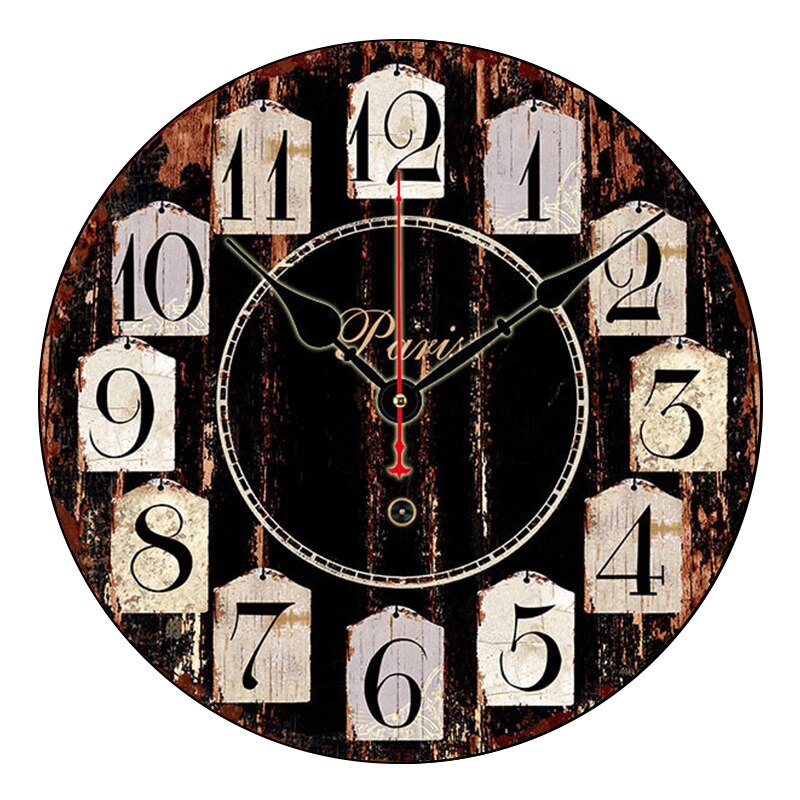Nuevos Relojes Retro de madera para colgar en la pared, de moderno, Vintage, rústico, Retro, para decoración del hogar, oficina, cafetería: 02
