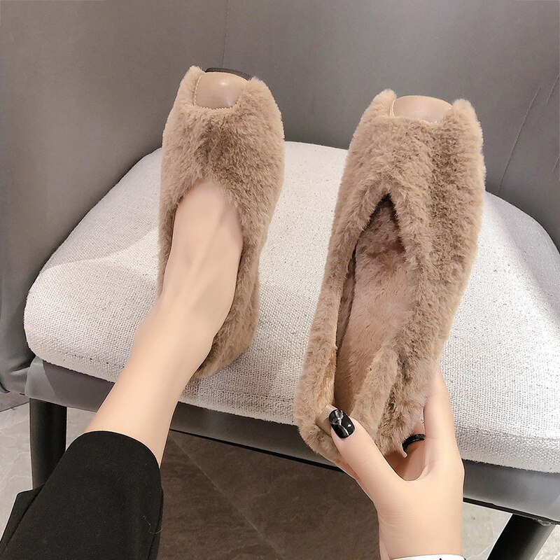 Loafers Bont Mocassin Schoenen Witte Sneakers Vierkante Teen Vrouwen Soft Slip-On Mode Vrouwen Herfst Mocassins Winter casual