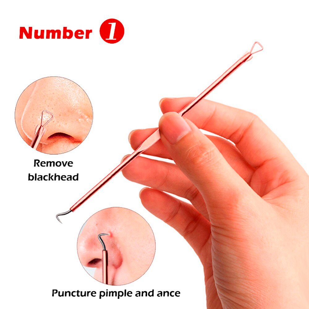 4pcs/Set Stainless Steel Acne Pimple Spot Extractor Pore Cleanser Kit Blackhead Blemish Remover Face Skin Care Tools