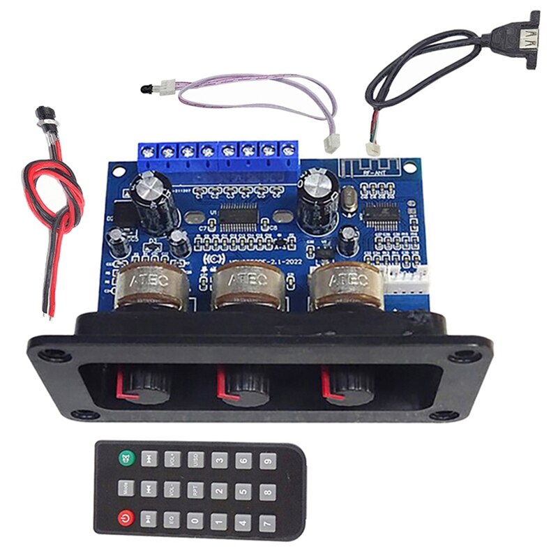 2X25W + 50W 2.1 kanałowy Bluetooth 5.0 Subwoofer klasy D płyta wzmacniacza Audio zestaw z DC kobieta + kabel USB + pilot: Default Title