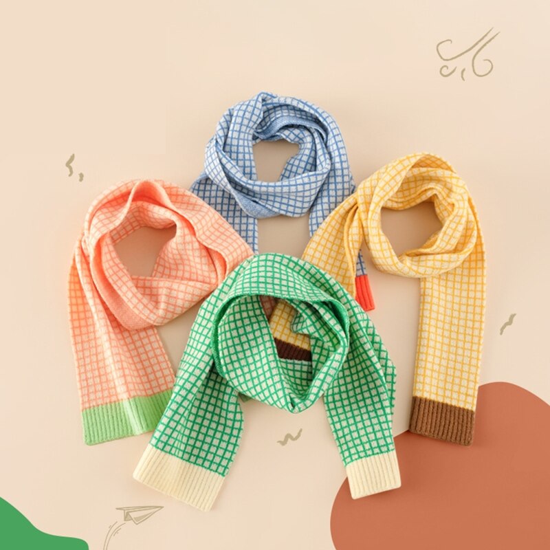 Inverno malha xadrez cachecóis envolve cobertor da criança menino meninas grosso pescoço mais quente do bebê crianças cachecol quente multi-color