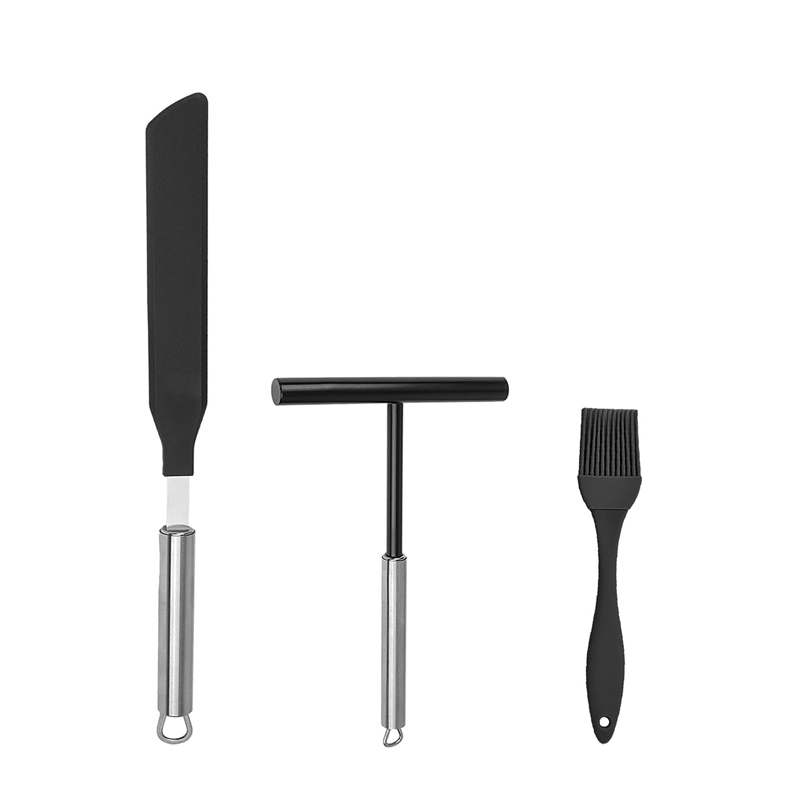 Spalmatore per crepes francese in acciaio inossidabile Spalmatore per crepes e kit spatola Strumenti per spalmare la pastella venire pancake Strumenti per la cottura delle pancake: esercito verde