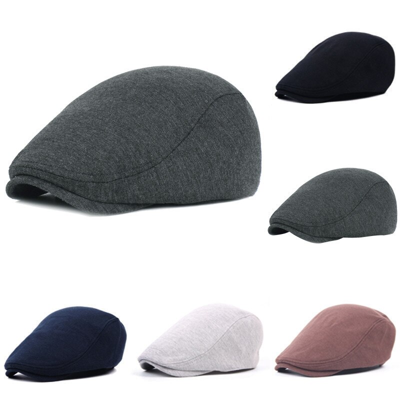 Casquette en coton pour hommes, chapeau de soleil, plat, casquette Gatsby, classique, Vintage, solide, béret, casquette de papa, visière d'été