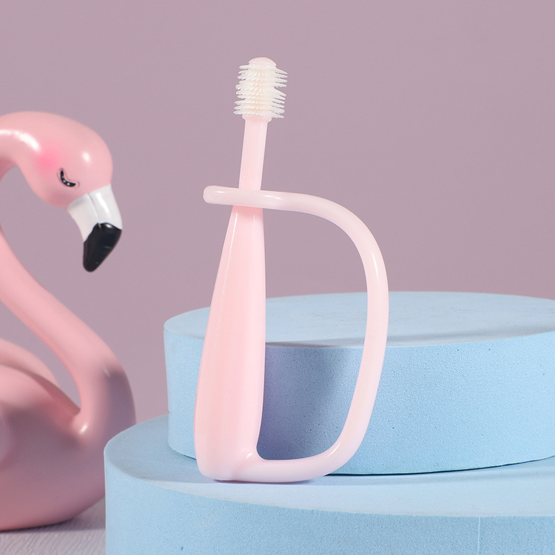 Spazzolino da denti per bambini spazzolino da denti per bambini con manico grande spazzola morbida di sicurezza per bambini igiene orale spazzole per denti articoli per bambini: pink