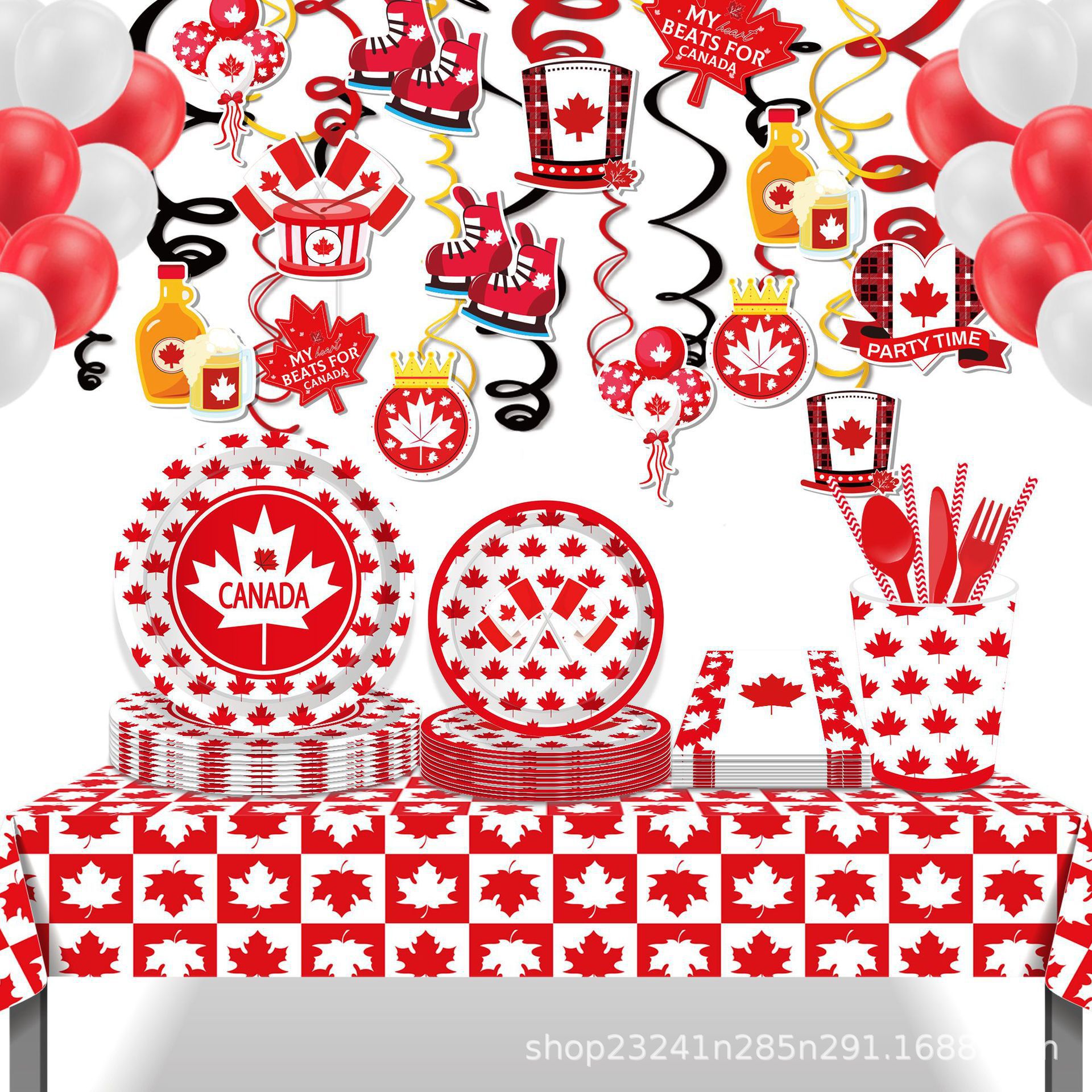 Canadese vlag Canada Servies Verjaardagsfeestje Benodigdheden Borden Kopjes Servetten Kopjes Servies Decoraties