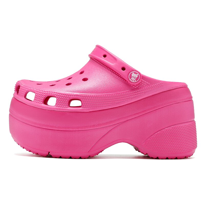 Nowe gorące cukierki kolor platformy drewniaki dla kobiet 10cm Super wysokie szpilki damskie Mule drewniaki buty ogrodowe letnie drewniaki kapcie: Rose red / 5