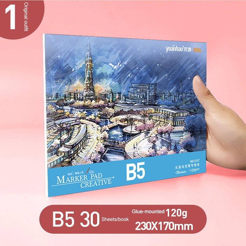 Drawing Paper Mark Pen Drawing Book Cartoon Opaque Paper A3/A4/B5 Mark Pen Color Acrylic Drawing Book Graffiti Art Book: B5