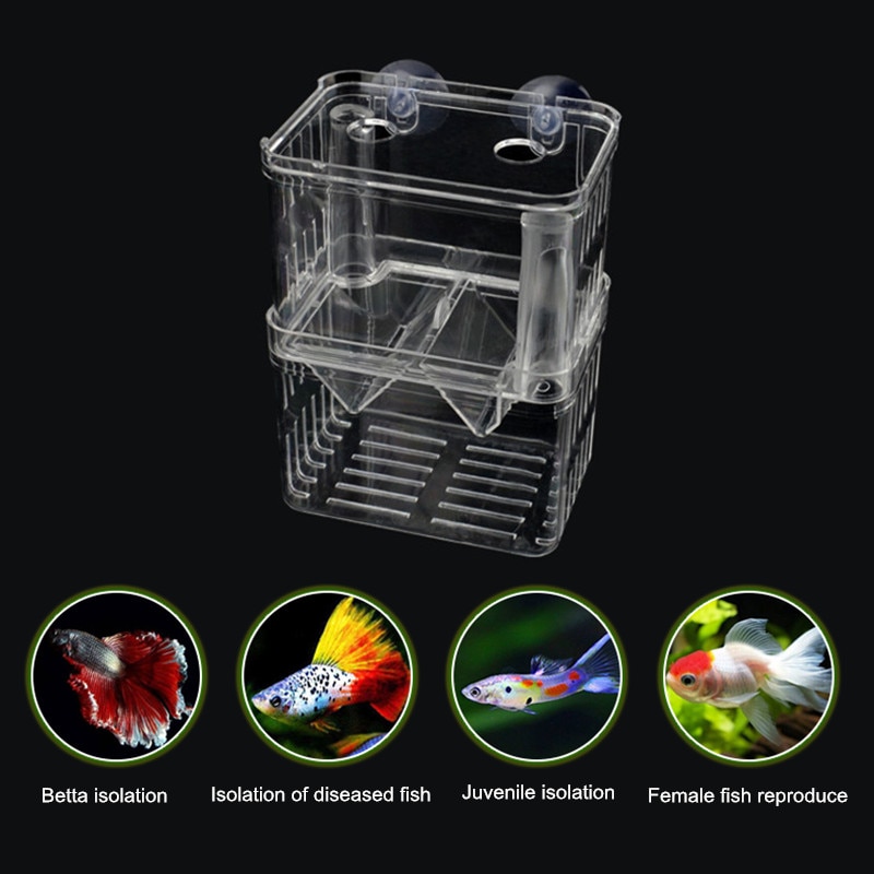 2 Size Double Layer Acrylic Aquarium Floating Incubator Fish Bowl Aquariums Breeding Box Hatchery Isolation For Guppy Betta Fish