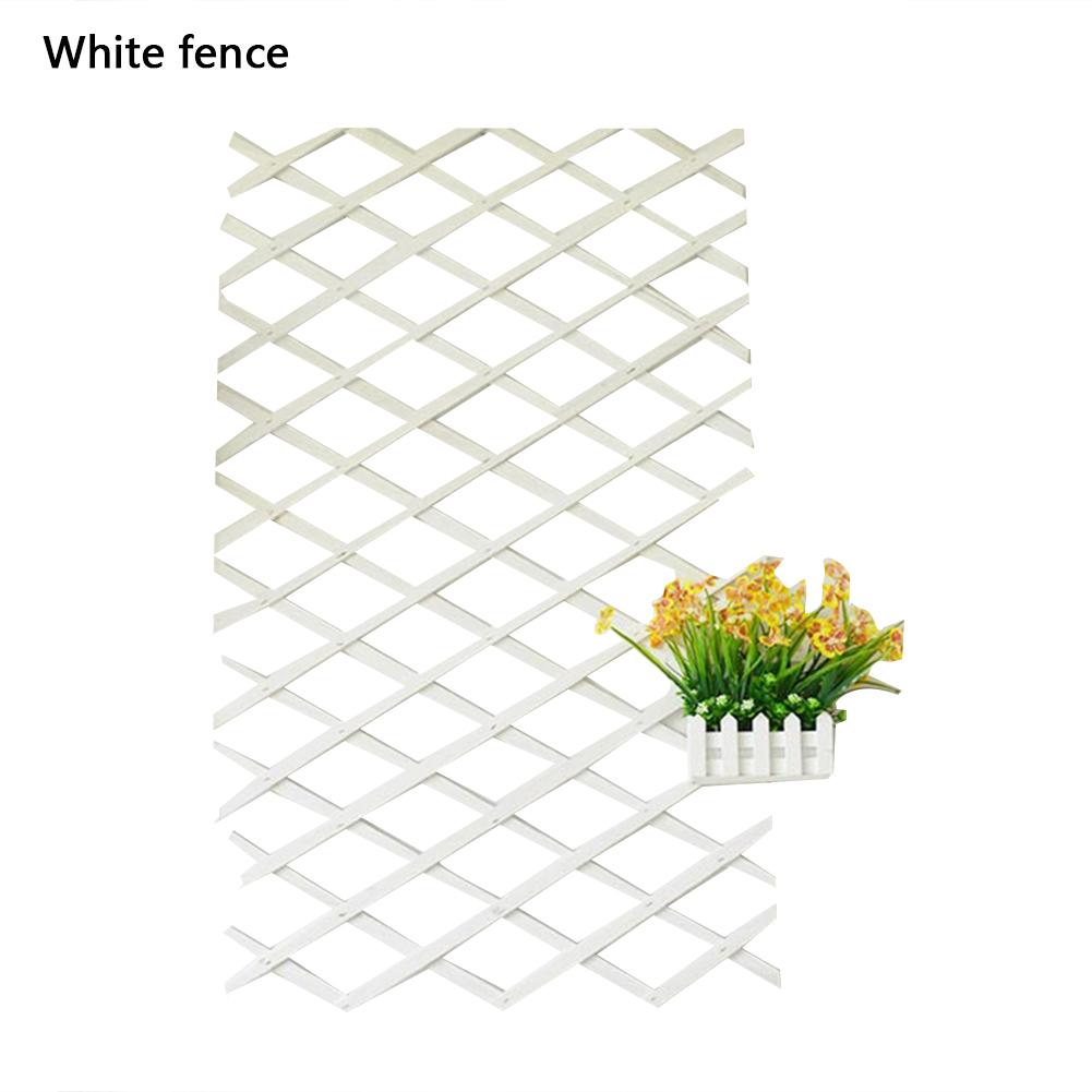 Retractable Wooden Fence Extendable Instant Fence Outdoor Wooden Fence Garden Balcony Vine Frame Wedding Props Decoration: 55cm White
