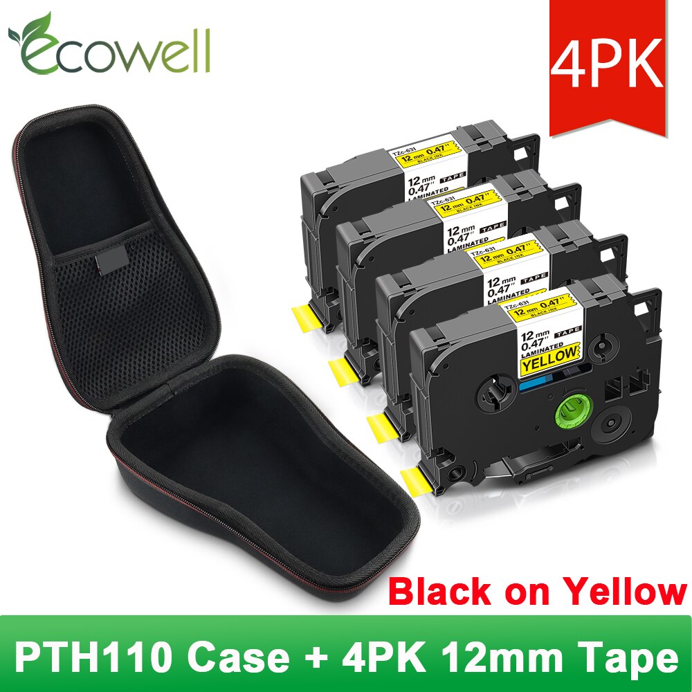 Ecowell wodoodporna torba ochronna dla Brother 231 PTH110 PT-H110 drukarka do etykiet EVA twardy futerał Protable Travel pojemnik turystyczny: Case - 4PK 631