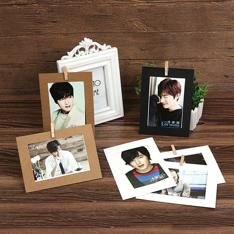 Paquete mixto de marcos de fotos con Clips Diy, Papel Kraft de 5 pulgadas, marcos de fotos colgantes de pared, álbum de fotos, decoración del hogar y , 10 Uds.