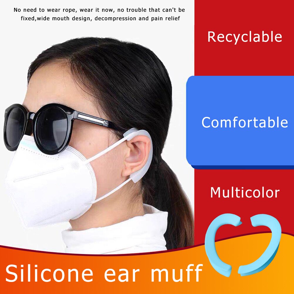 1 par silikon ansiktsmaske ørekroker deksel justerbar ørestropp myk gjenbrukbar sklisikker hørselsvern grep tilbehør