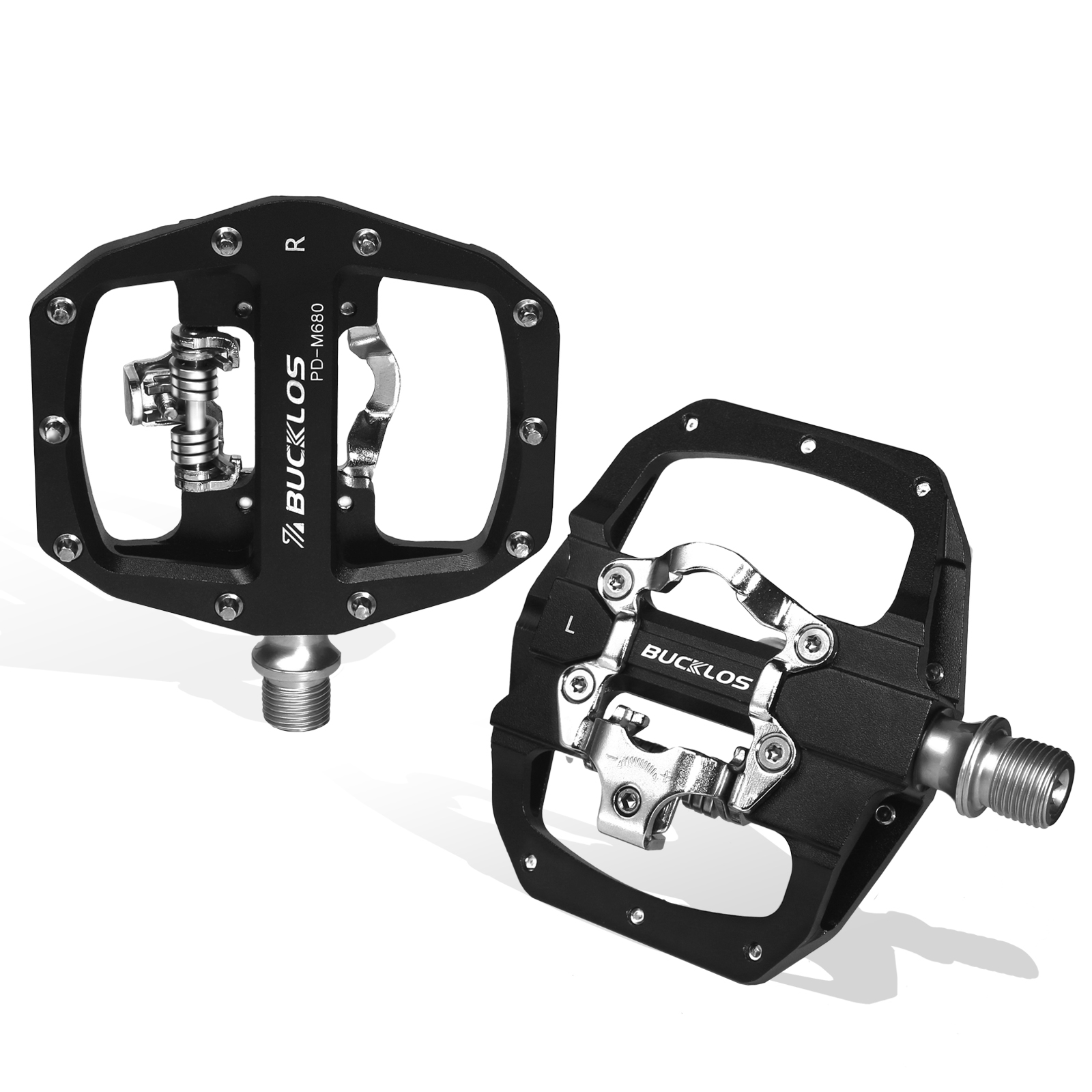 BUCKLOS Pedals Contact MTB Bike Cleat Pedal Flat Dual Function Mountain Bike Pedal Fit SPD System Bearing Bicycle Platform Pedal: WHITE