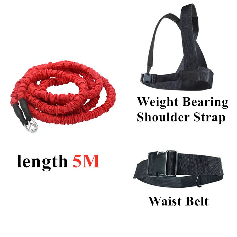 2-5m Resistance Band Bungee Fitness Speed Trainer for Agility Running Training Sprint Workout Latex Gym Rope Exercise Equipment: 5m-Red