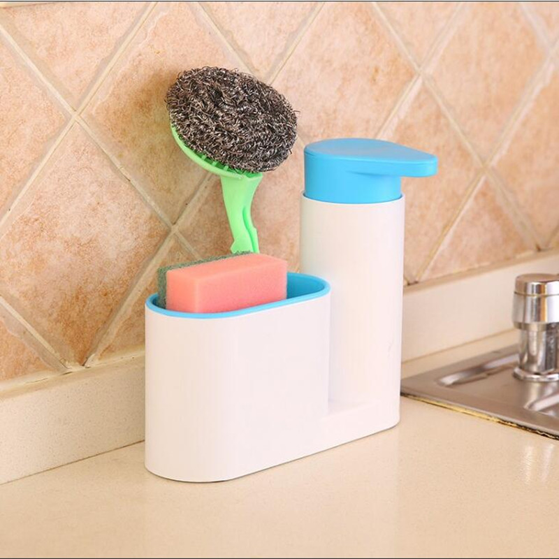 Küche Vorrats-Gestell für Reinigung Gestell Waschen Schwamm Pinsel Waschbecken Waschmittel Seife Spender Flasche Küche Organizer Spielereien: Blau