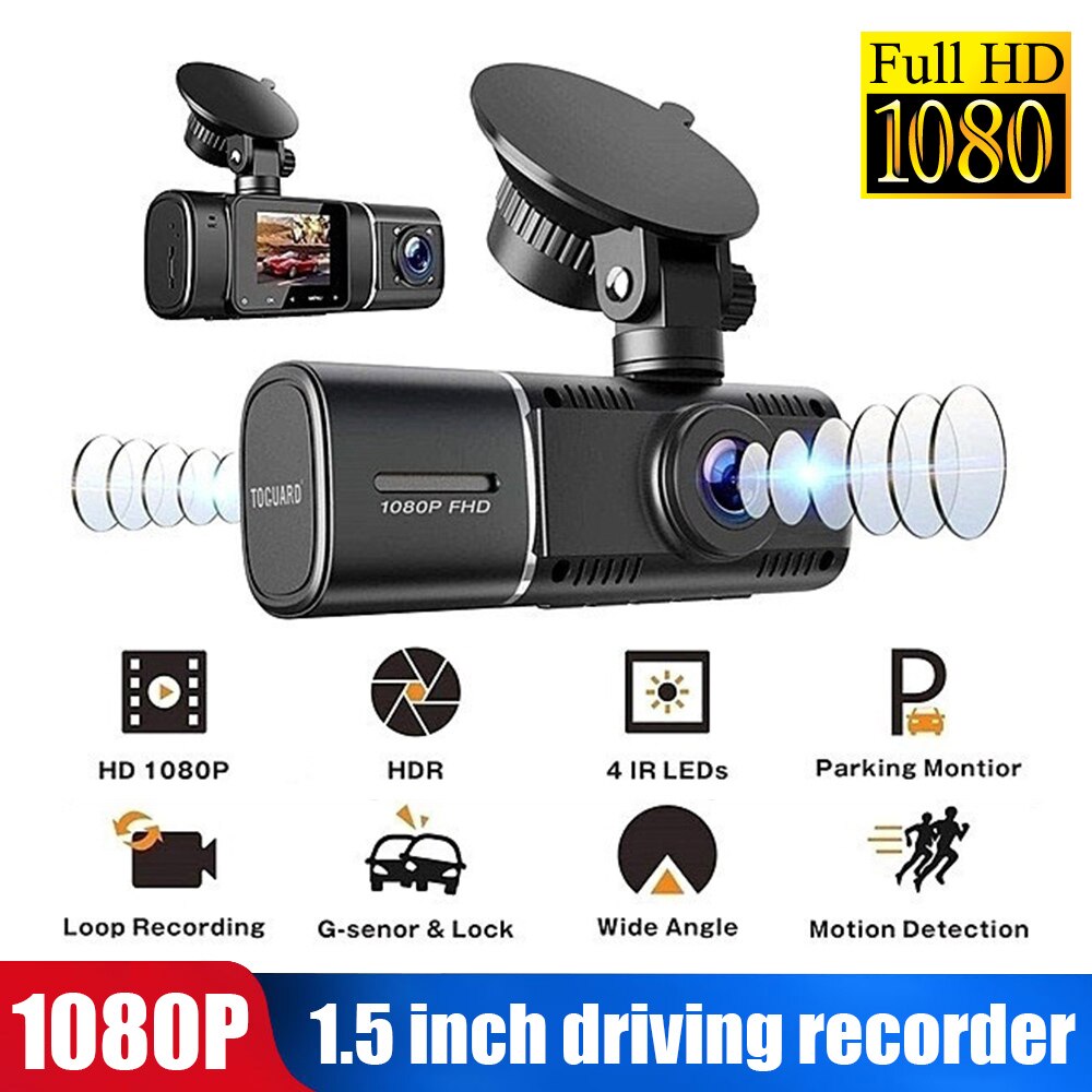 Draagbare Auto Camera Voor En Achter Loop Opname 1920X1080P 1.5Inch Universele Rijden Recorder Dash Cam Duurzaam