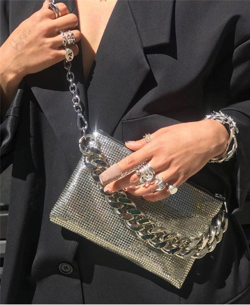 glänzend frauen Schlinge tasche kette Umhängetaschen für Damen kleine Kupplung brieftasche weibliche Schulter Taschen Splitter bolsa