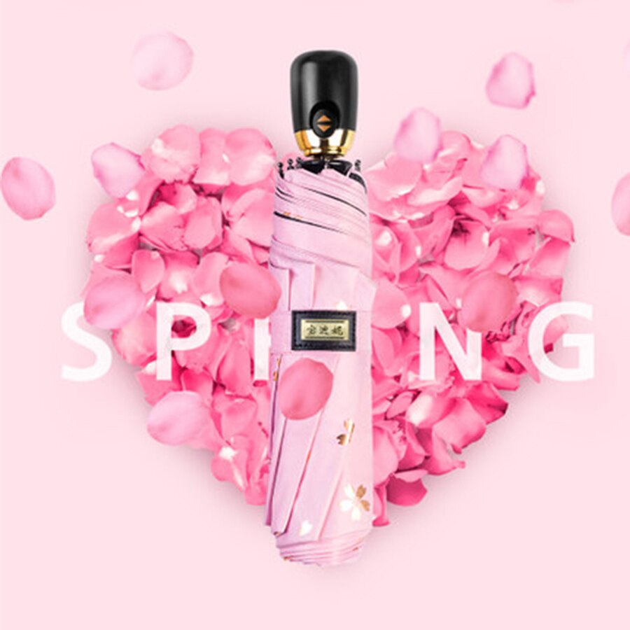 Waterproof Rain Umbrella Automatic Folding Sun Women UV Protection Novelty Sakura Umbrellas Lightweight Girl Modis 40YS082