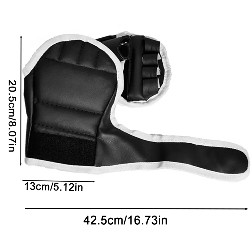 Guantes de entrenamiento Muay Thai, 1 par de manoplas de boxeo para principiantes, guantes acolchados de medio dedo, manoplas de entrenamiento de lucha de cuero de