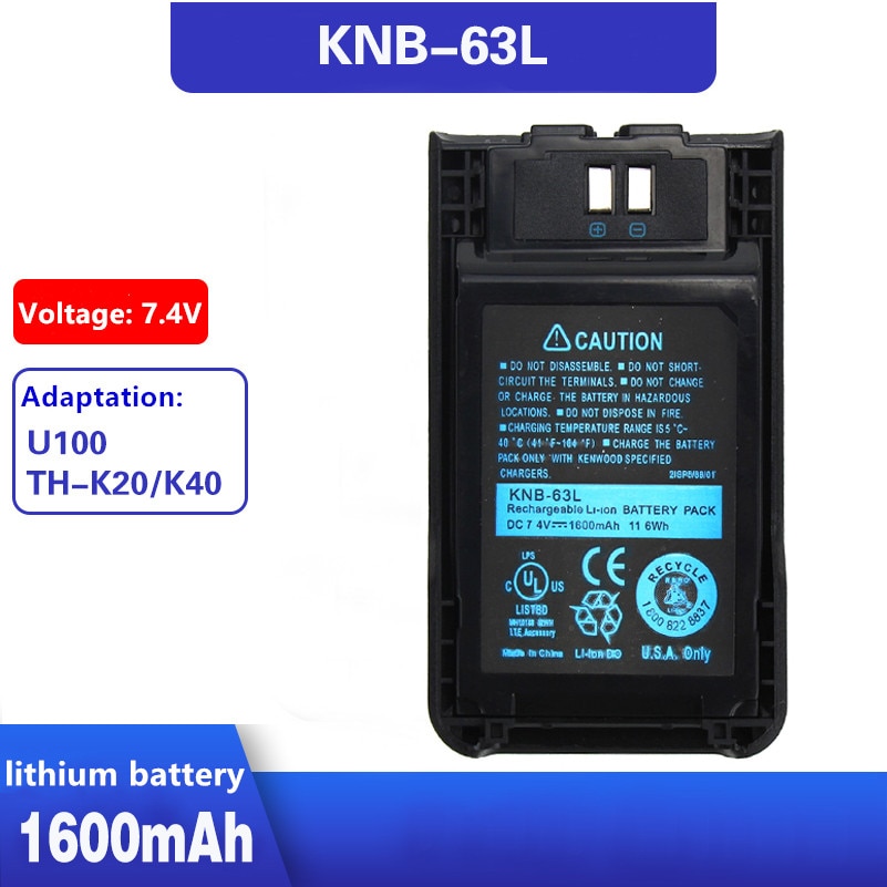 Replacement Battery for Kenwood KNB-63L KNB-65L fits TH-K20A/K20E TH-K40A/K40E Radio