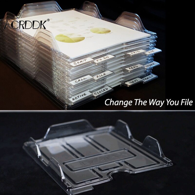 1Pc File Storage Box Document Rack Organizer Tray Stackable for Magazine Paper Office DF