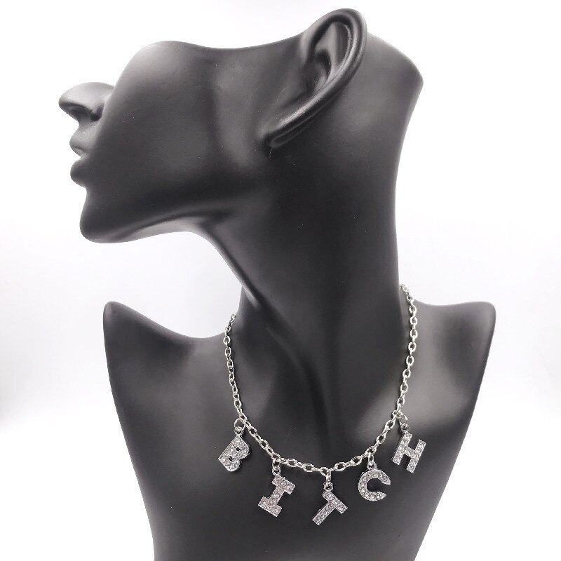 Collier en forme d'ange argenté pour femmes, pendentif Alphabet, jeu amusant, breloque de fête, chaîne de clavicule, accessoires bijoux, tendance