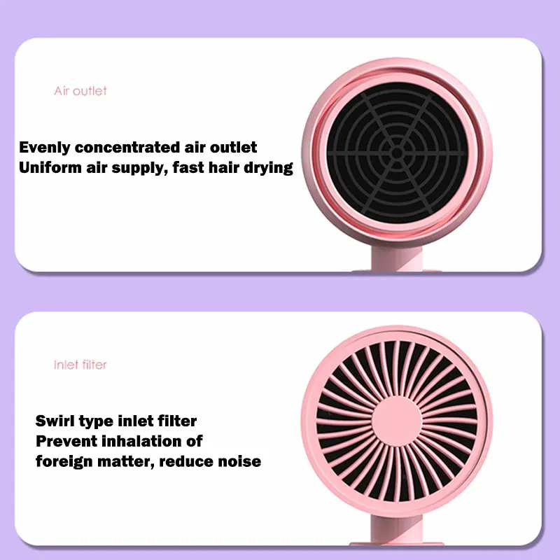 Mini secador de pelo plegable, 800W, seguro, baja potencia, iones negativos hidratantes, cuidado del cabello para el hogar, viaje, dormitorio, secador silencioso