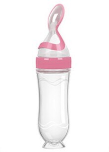 Babyvoedingslepel met stofkap schaalmarkering zuignap ronde bodem lekvrije fles aanvullende voedselfles: B