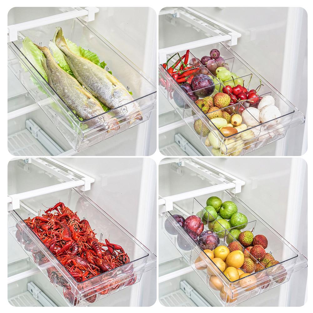 1/4/8 Compartment Refrigerator Drawer Organizer Bin Transparent Fridge Storage Bin Containers for Pantry Freezer Snack Container