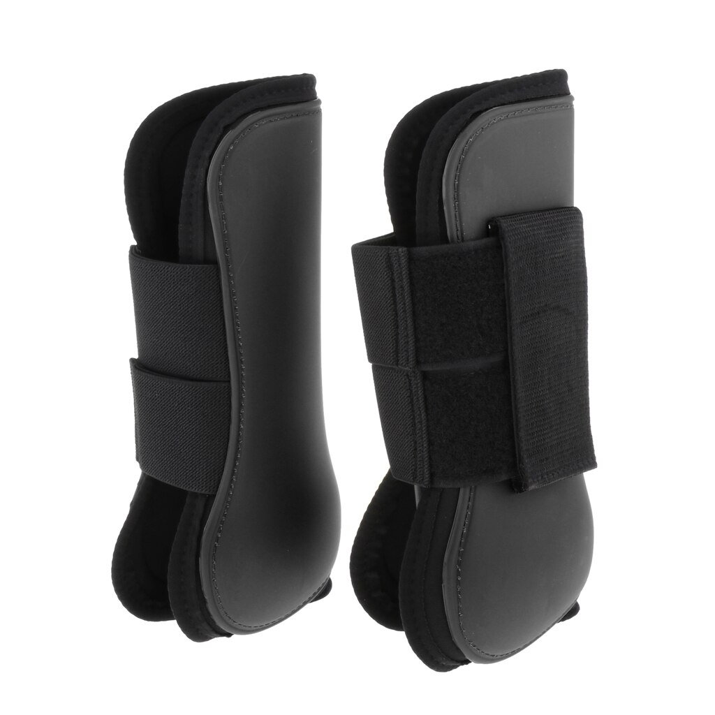 1 Pair Horse Leg Boots Hind or Front Leg Protect Wraps: Black Fore Foot