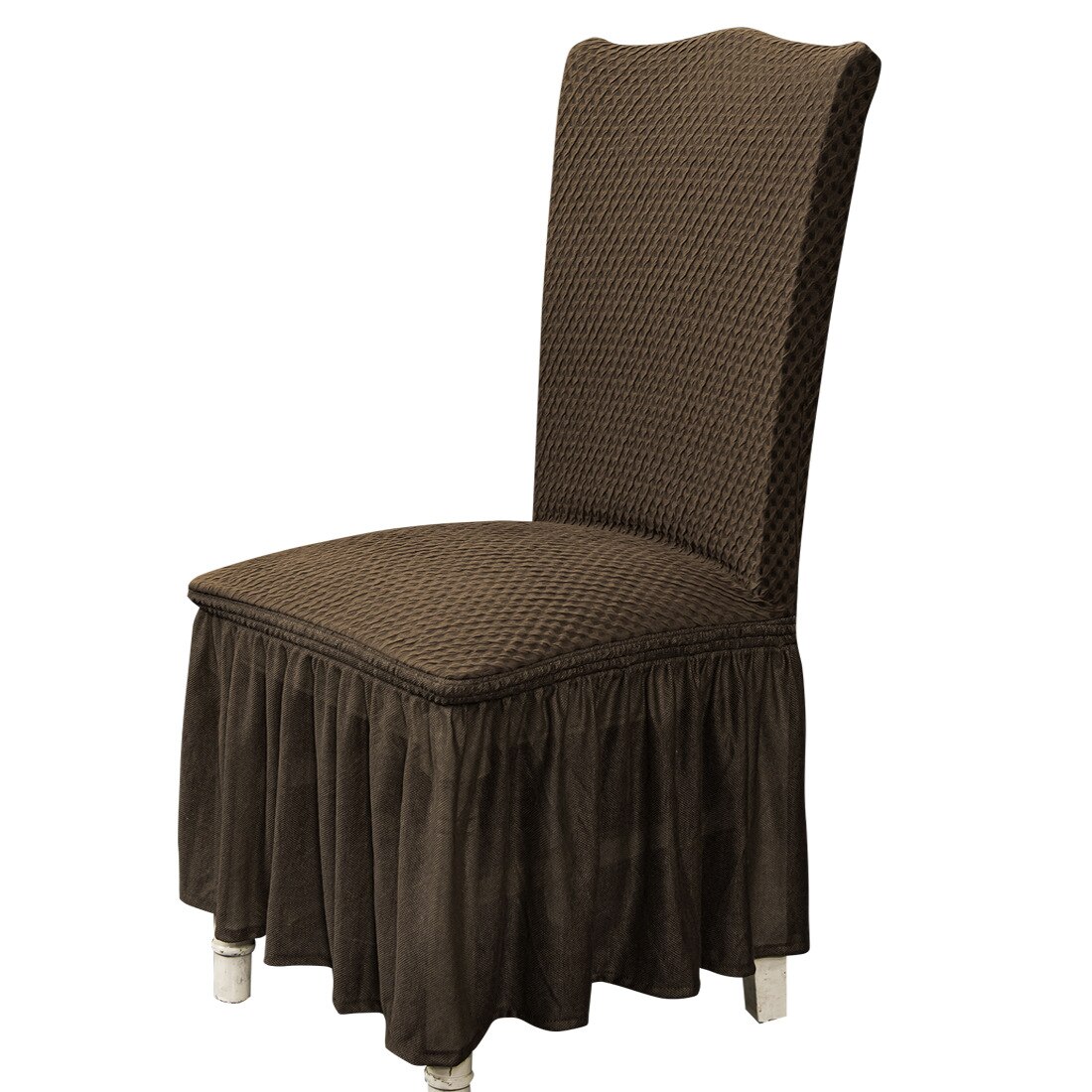 Eetkamerstoel Cover Jacquard Stoel Hoes Case Voor Stoelen Kantoor Bruiloft Eetkamer Spandex Stoel Cover Stretch: coffee