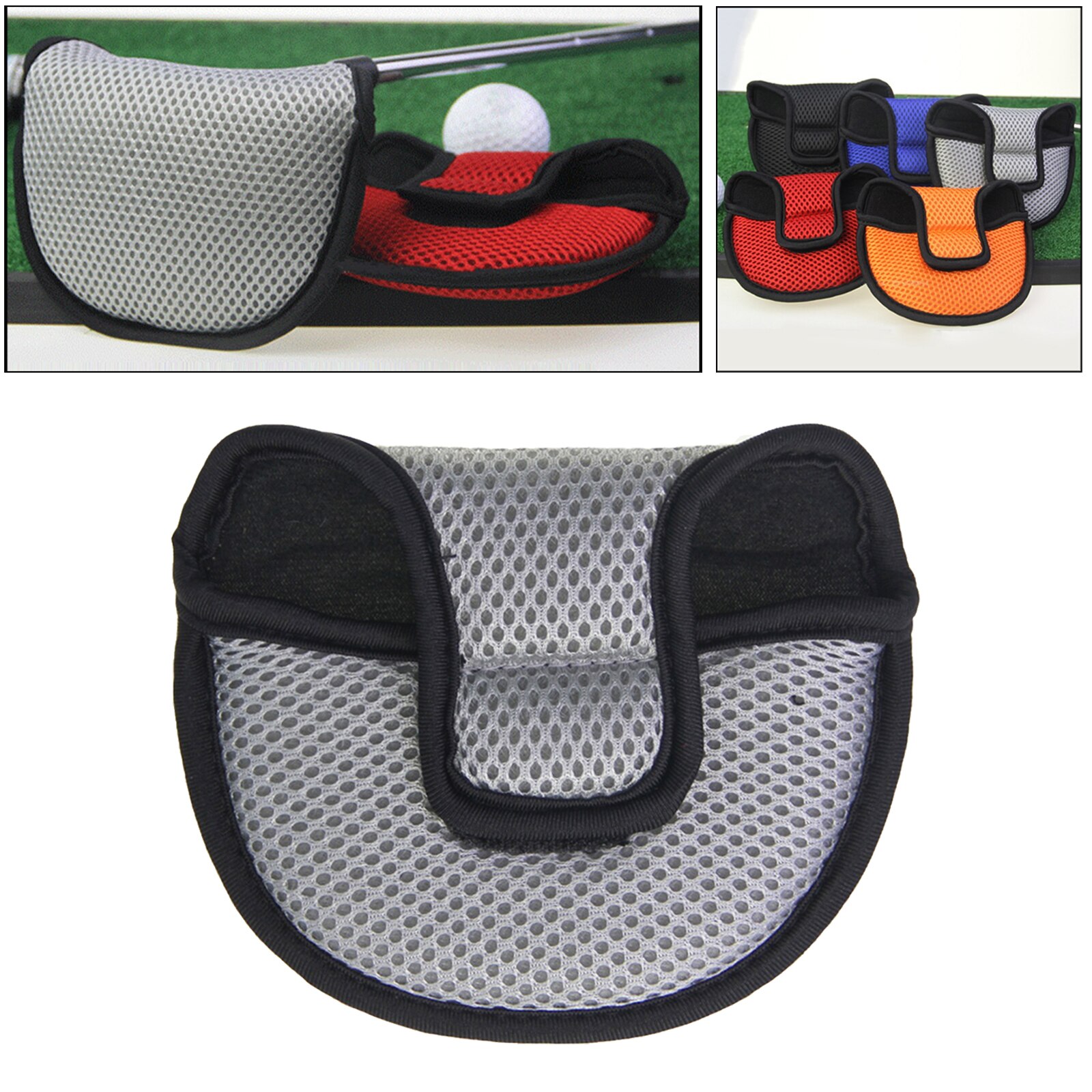 Nylon Golf Mallet Putter Head Cover Protective Headcover Universal Fit: Gray