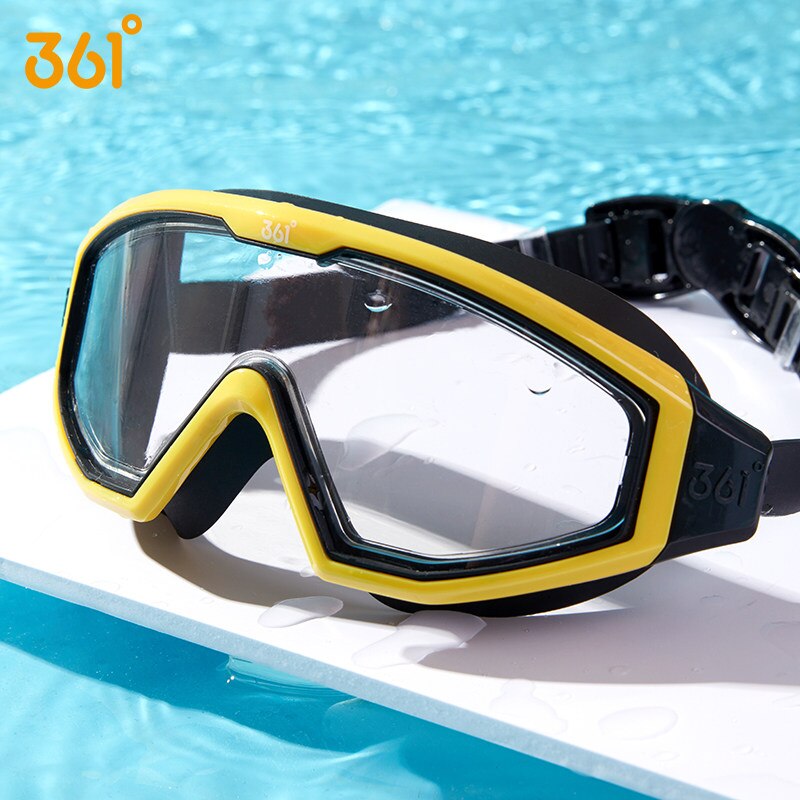 361 børn svømning briller anti tåge beskyttelsesbriller store ramme vandbriller undersøiske briller svømning beskyttelsesbriller: Sort